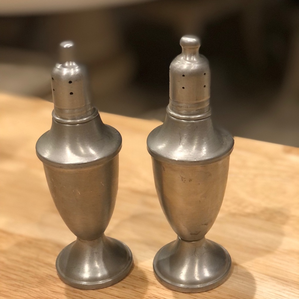Pair Of "web" Pewter Weighted Salt & Pepper